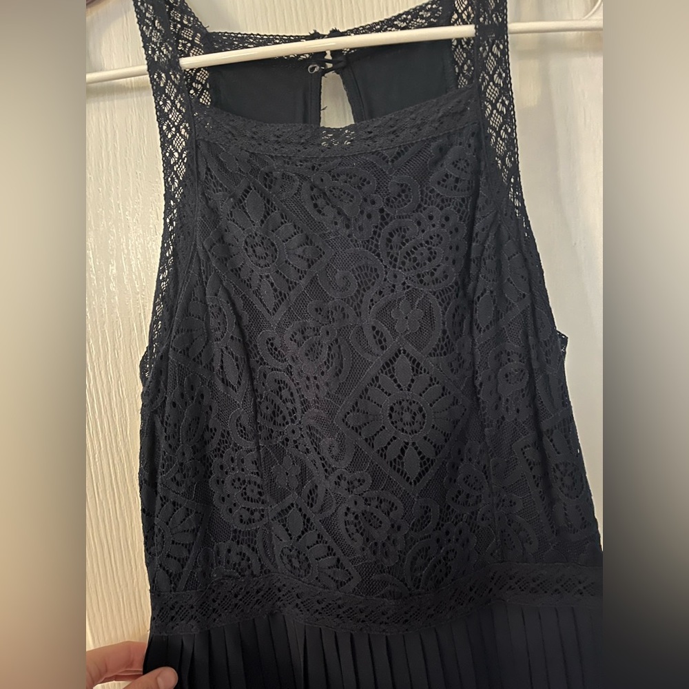 Navy Dress with pleated skirt